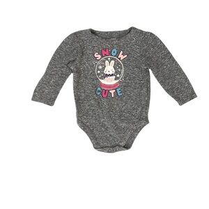 Garanimals Infant Girl’s “Snow Cute” Long Sleeve Grey Onesie